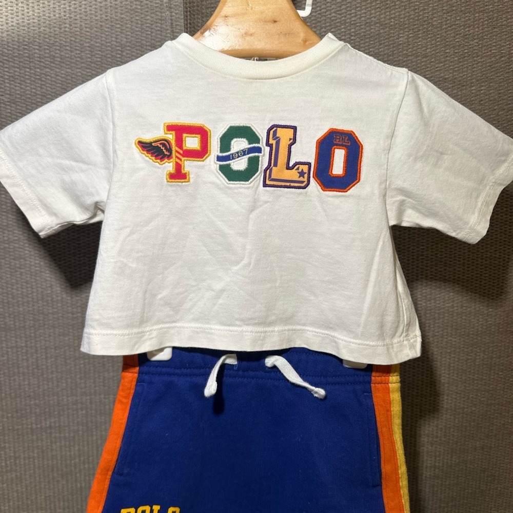 Polo Logo White Crop Top and Matching Skirt